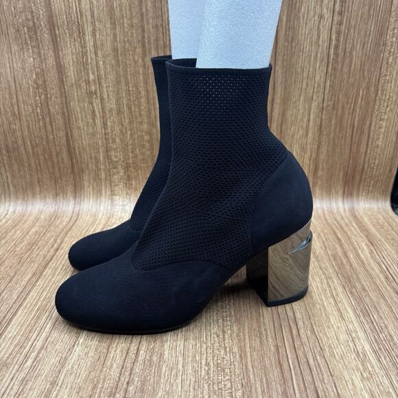 Robert Clergerie Keane Black Stretch Sock Booties EU 40/9.5 Mirrored Heel - Picture 3 of 12